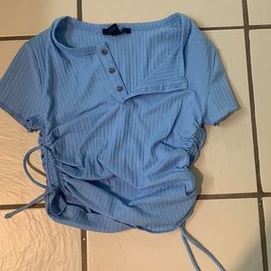 blue Ruched Drawstring